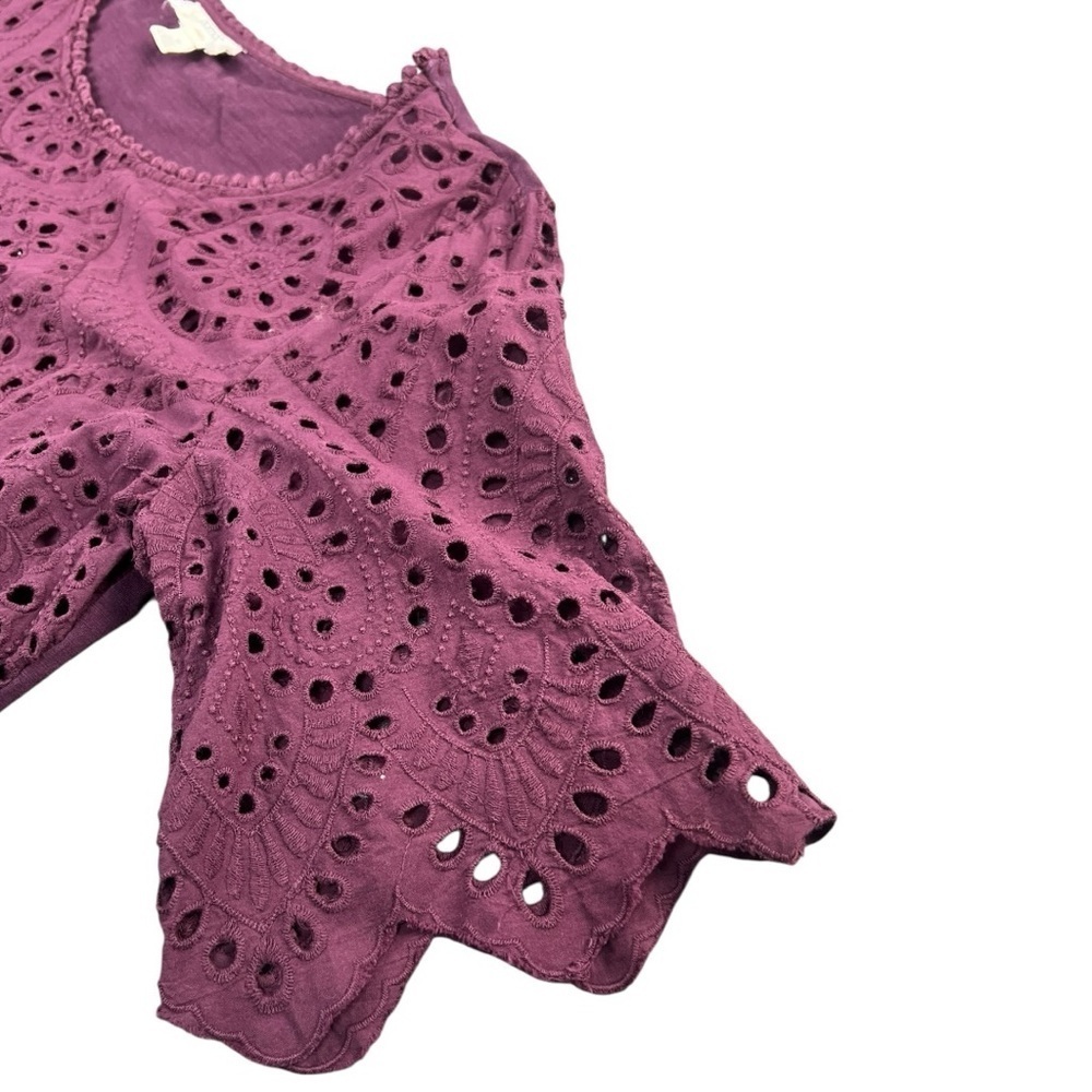 Anthropologie Porridge Women’s Short Sleeve Eyelet Lace Top In Size M - Picture 3 of 9